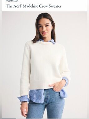 Abercrombie & Fitch The A&F Madeline Crew Sweater. Small. Cream. NWT.
